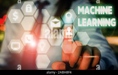 Conceptual hand writing showing Machine Learning. Concept meaning scientific study of algorithms and statistical models Stock Photo