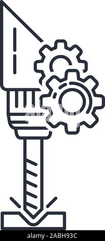 CNC machine drill icon - precision milling drilling metalworking cutting with laser Stock Vector