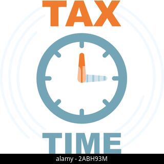 Time to pay tax - icon of accounting reminder with clock, taxes payment logo Stock Vector