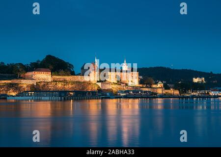 Oslo, Norway. Akershus Fortress In Summer Evening. Night View Of Famous And Popular Place. Stock Photo