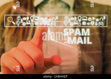 Handwriting text writing Spam Mail. Conceptual photo Intrusive advertising Inappropriate messages sent on the Internet Stock Photo