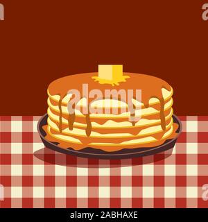 Pancakes with Butter and Syrup flat vector icon Stock Vector
