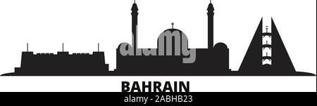 Bahrain city skyline isolated vector illustration. Bahrain travel cityscape with landmarks Stock Vector