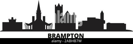 Canada, Brampton city skyline isolated vector illustration. Canada, Brampton travel cityscape with landmarks Stock Vector