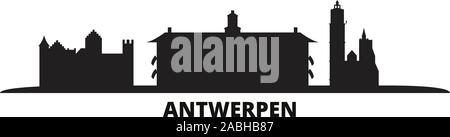 Belgium, Antwerpen city skyline isolated vector illustration. Belgium, Antwerpen travel cityscape with landmarks Stock Vector