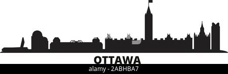 Canada, Ottawa city skyline isolated vector illustration. Canada, Ottawa travel cityscape with landmarks Stock Vector