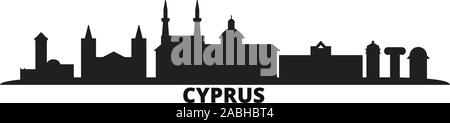 Cyprus city skyline isolated vector illustration. Cyprus travel cityscape with landmarks Stock Vector