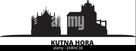 Czech Republic, Kutna Hora city skyline isolated vector illustration. Czech Republic, Kutna Hora travel cityscape with landmarks Stock Vector