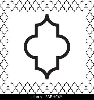 Arabic lantern shapes tile symbol frame or logo. Stock Vector