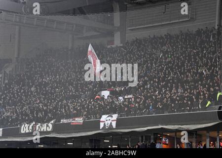 Lille, France. 27th Nov, 2019.  Stade Pierre-Mauroy , Champions League Football season 2019 / 2020. Ajax fans during the match Lille OSC - Ajax. Credit: Pro Shots/Alamy Live News