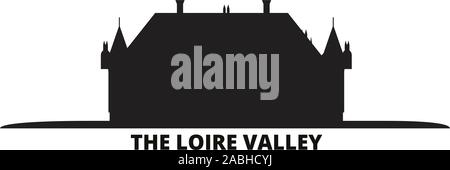 France, The Loire Valley Landmark city skyline isolated vector illustration. France, The Loire Valley Landmark travel cityscape with landmarks Stock Vector