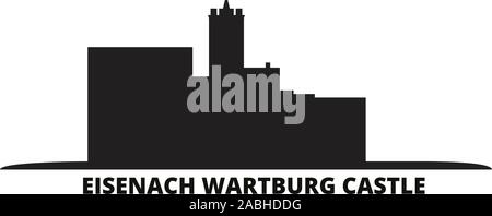 Germany, Eisenach Wartburg Castle city skyline isolated vector illustration. Germany, Eisenach Wartburg Castle travel cityscape with landmarks Stock Vector