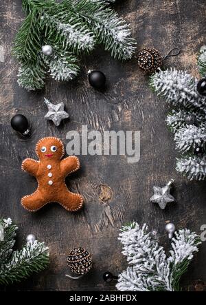 Christmas gingerbread man made by felt Stock Photo