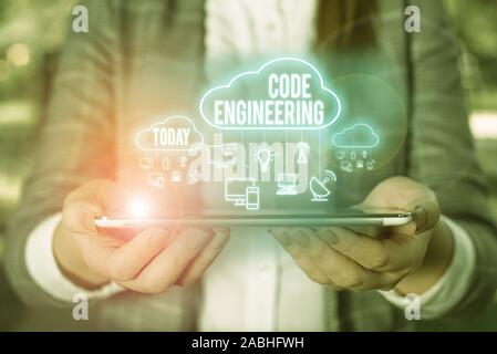 Handwriting text writing Code Engineering. Conceptual photo application of engineering to the development of software Stock Photo
