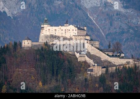 Hohenwerfen Castle, a Medieval Rock Fortress in Werfen, Salzburg, Austria Stock Photo