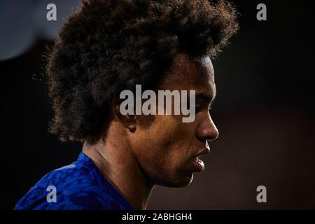 Mestalla, Valencia, Spain. 27th Nov, 2019. UEFA Champions League Footballl, Valencia versus Chelsea; Willian of Chelsea in portrait - Editorial Use Credit: Action Plus Sports/Alamy Live News Stock Photo