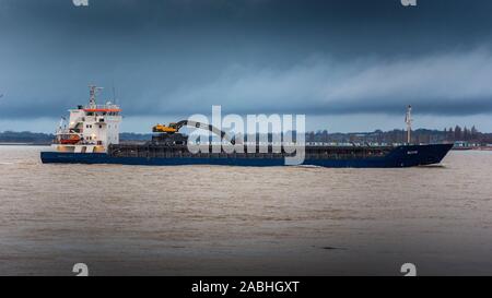 Buvik General Cargo Ship entering Felixstowe Port in Suffolk UK. Built 1994, Gross Tonnage 2449. Registered Gibraltar. Stock Photo