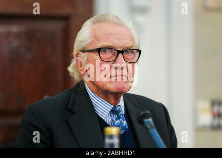 Expelled Conservative grandee, Lord Michael Heseltine attends a Liberal Democrats press conference. Former Deputy Prime Minister endorses Liberal Democrat candidates - Sam Gyimah who is standing in Kensington and Chuka Umunna who is standing for Cities of London & Westminster. Both Liberal Democrat candidates are standing against the Conservatives on anti-brexit manifestos. Stock Photo