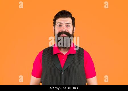 Beard Divides Boys From Men Bearded Man Orange Background Happy