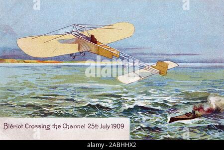 LOUIS BLÉRIOT (1872-1936) French aviator on his historic crossing of the English Channel i  1909 Stock Photo