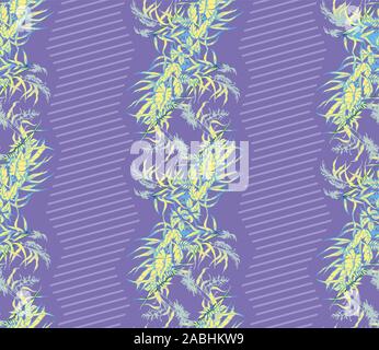 Seamless ivy pattern. Vector yellow flowers background.Floral print for textile fabric.Diagonal lines Stock Vector