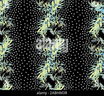 Seamless ivy pattern. Vector yellow flowers background.Floral print for textile fabric.Little rounds. Stock Vector