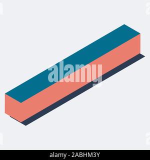 Letter in I isometric view. Blue-orange colors. Stock Vector