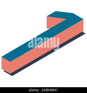 Digit 1 in isometric view. Blue-orange colors. Stock Vector
