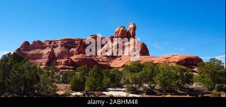The unique and colorful sculptured sandstone rock formations of Canyonlands National Park Stock Photo
