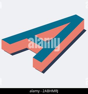 Letter in A isometric view. Blue-orange colors. Stock Vector