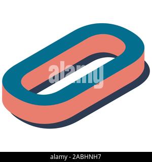 Digit 0 in isometric view. Blue-orange colors. Stock Vector