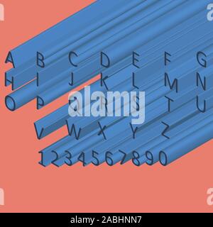 Letters in isometric view. Blue-orange colors. Stock Vector
