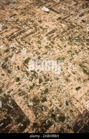 Orange bricks tiled floor with zigzag pattern texture background. Stock Photo
