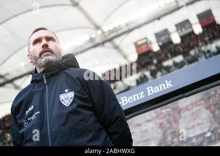 Stuttgart, Germany. 24th Nov, 2019. Soccer: 2nd Bundesliga, VfB Stuttgart - Karlsruher SC, 14th matchday, Mercedes-Benz Arena. Coach Tim Walter from VfB Stuttgart is about to play in the stadium. Credit: Tom Weller/dpa - IMPORTANT NOTE: In accordance with the requirements of the DFL Deutsche Fußball Liga or the DFB Deutscher Fußball-Bund, it is prohibited to use or have used photographs taken in the stadium and/or the match in the form of sequence images and/or video-like photo sequences./dpa/Alamy Live News Stock Photo