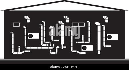 Industrial air conditioned warehouse - vector illustration Stock Vector