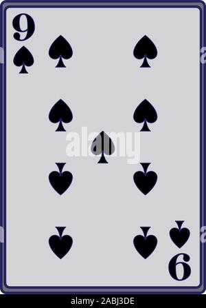 Nine of Spades playing card design. Vector illustration Stock Vector ...