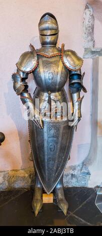 Knight's armor in old castle, Europe Stock Photo