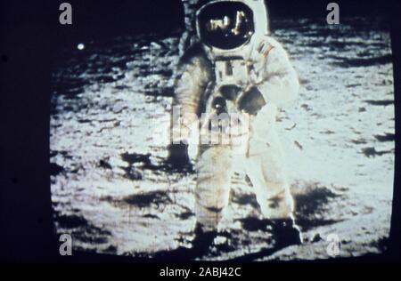 Teleclip - Apollo 11 Buzz Aldrin – shot by Neil Armstrong - photo taken directly from TV screen circa 1969/72