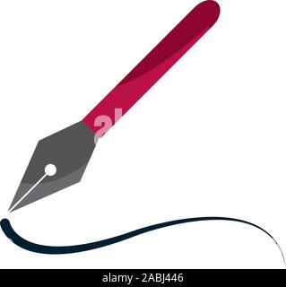 fountain pen ink write property intellectual copyright icon vector illustration Stock Vector