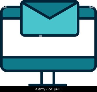 computer email internet of things line and fill icon vector illustration Stock Vector