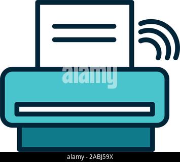 printer technology wifi internet of things line and fill icon vector illustration Stock Vector