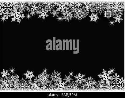 Christmas background with snowflakes frame. Vector illustration Stock ...