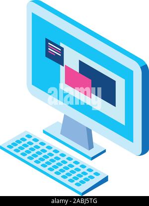 computer icon over white background Stock Vector
