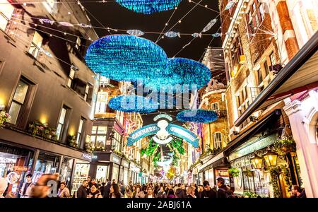 Carnaby Street  Christmas Lights Nightime London UK Stock Photo