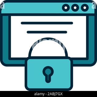 tablet data security internet of things line and fill icon vector illustration Stock Vector