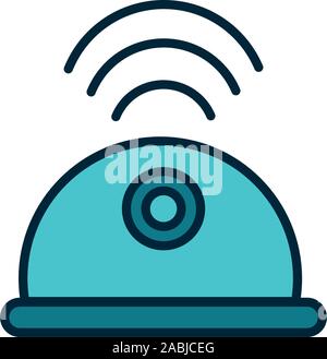 surveillance camera signal internet of things line and fill icon vector illustration Stock Vector