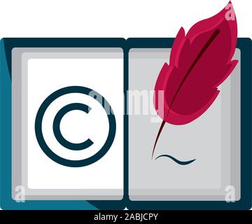 literature feather write property intellectual copyright icon vector illustration Stock Vector