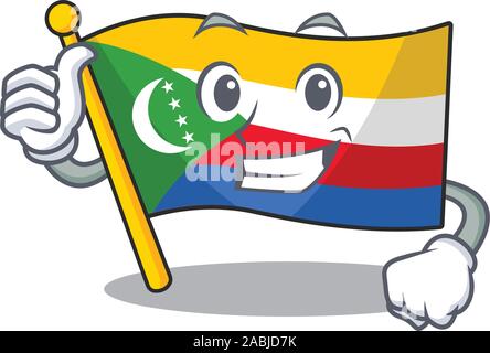 Cartoon of flag comoros making Thumbs up gesture Stock Vector