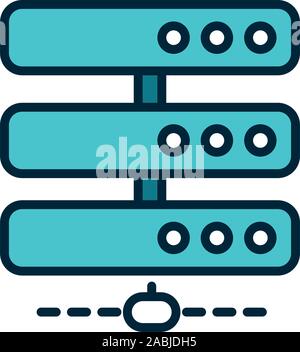 database center server internet of things line and fill icon vector illustration Stock Vector