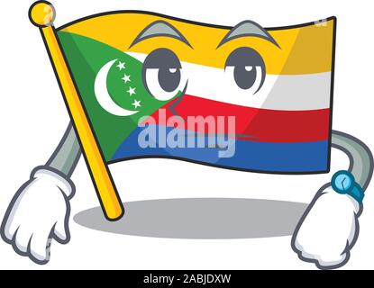 Waiting flag comoros on cartoon character mascot design Stock Vector